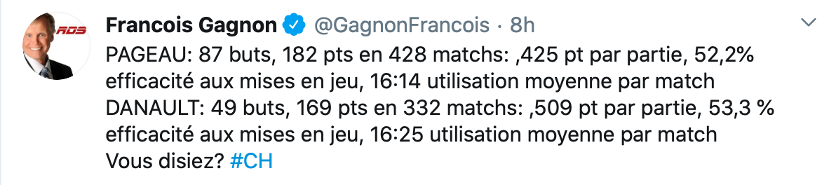 Francois Gagnon nous dit que Danault va faire plus de CASH...