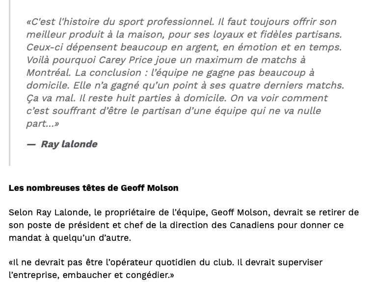 Geoff Molson devrait BAISSER le PRIX de ses TICKETS..