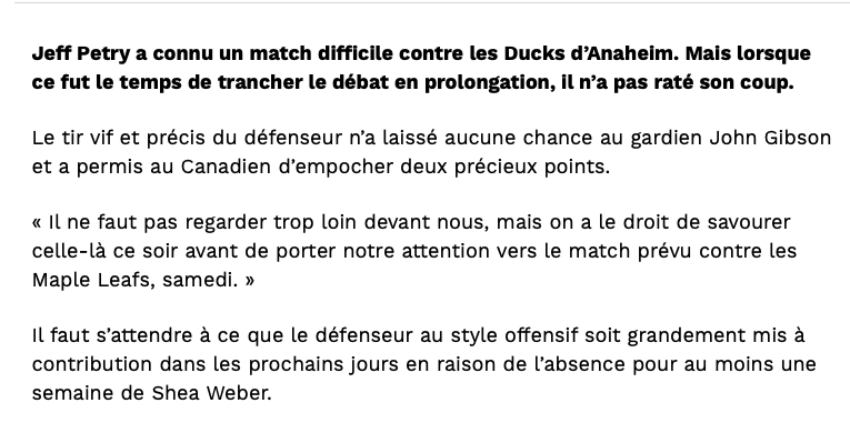 La BLESSURE de Shea Weber...Monte encore plus la VALEUR de Jeff Petry..