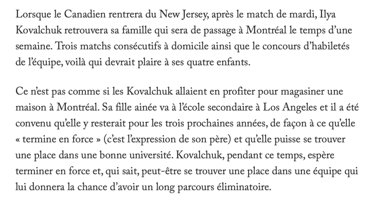 La fille d'Ilya Kovalchuk.. Va terminer son secondaire à Los Angeles..