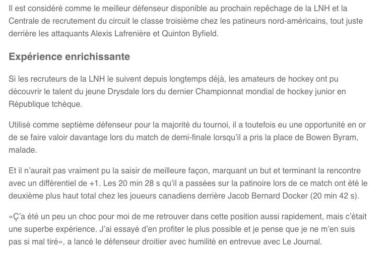 Le CH n'est pas seulement en train de perdre Alexis Lafrenière...