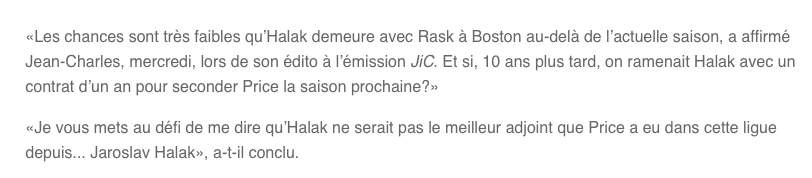 Le RETOUR de Jaroslav Halak à Montréal? OUIN...