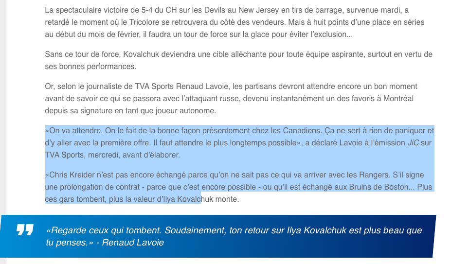 Les Bruins ou les Blues vont SURPAYER pour Ilya Kovalchuk.