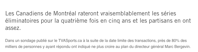 Les FRANCOS et les ANGLOS s'unissent..pour CONGÉDIER Marc Bergevin!!!