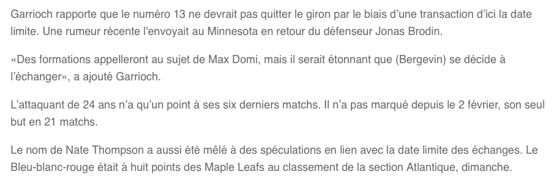 Marc Bergevin doit se rendre à l'évidence..