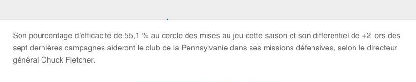 Nate Thompson..Comparé à la MASCOTTE des Flyers..