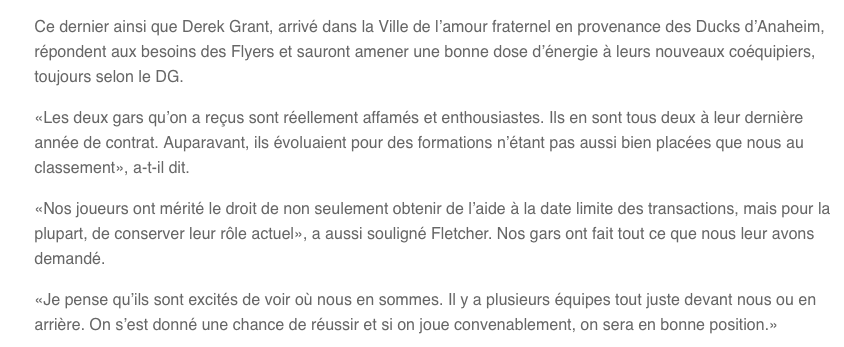 Nate Thompson..Comparé à la MASCOTTE des Flyers..