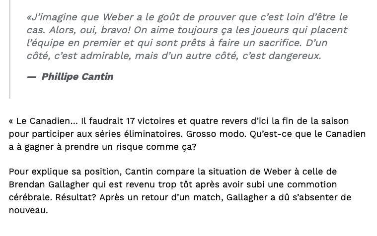 Philippe Cantin RIDICULISE Shea Weber...et son EGO...