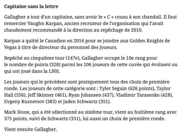 Trevor Timmins a pris tout le mérite pour Brendan Gallagher, mais....