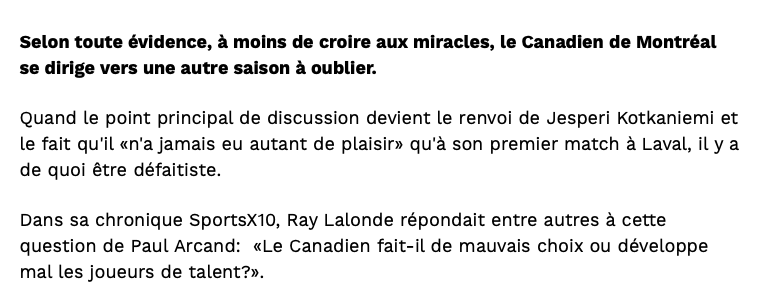 Un autre qui trouve des EXCUSES à Jesperi Kotkaniemi....et Trevor Timmins....