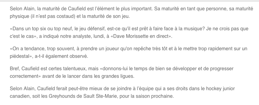 Alain Chainey veut la JOB de Trevor Timmins..son 1er conseil à Bergevin...