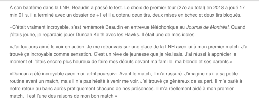 Alors que les rumeurs envoyant Nicolas Beaudin à Montréal...