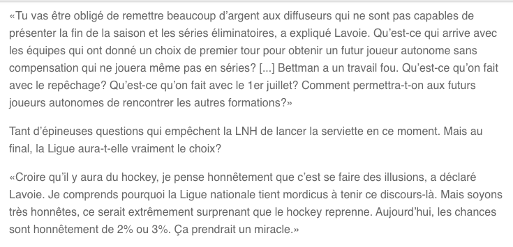 Après avoir RI du CORONAVIRUS, Renaud Lavoie....