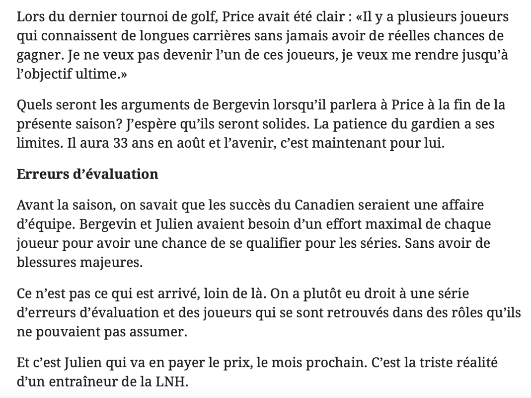 Au tour du Journal de Montréal, de voir Claude Julien...