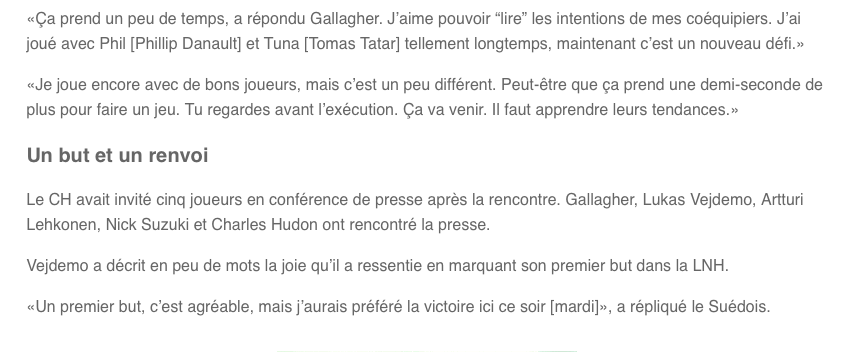 Brendan Gallagher CHOKE pour son FUTUR CONTRAT.