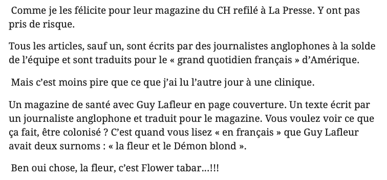 Ça fait quoi d'être COLONISÉS? LA FLEUR!!!!!