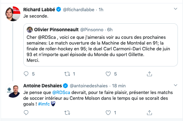 Ce que RDS va nous présenter...