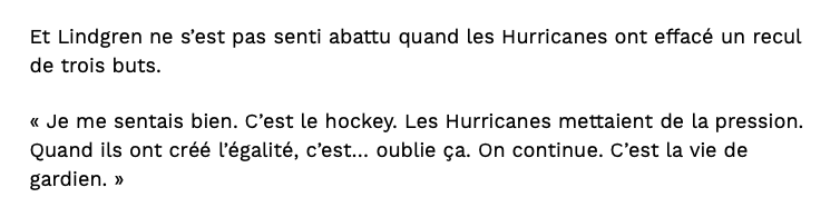 Charlie Lindgren était TOUT FIER...