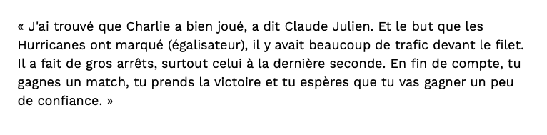 Charlie Lindgren était TOUT FIER...