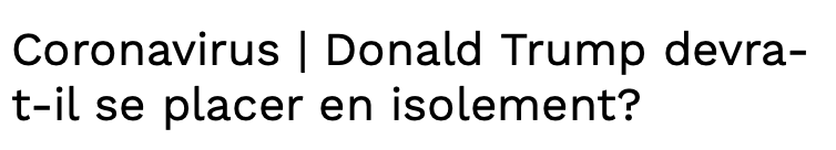 Donald Trump ATTEINT du CORONAVIRUS???????