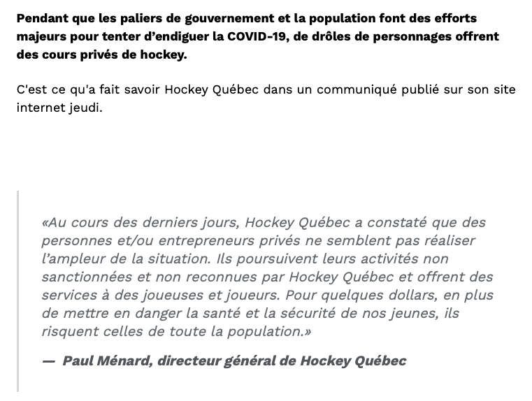 Faut TU être CAVE....Pour faire des cours de HOCKEY en PRIVÉ....