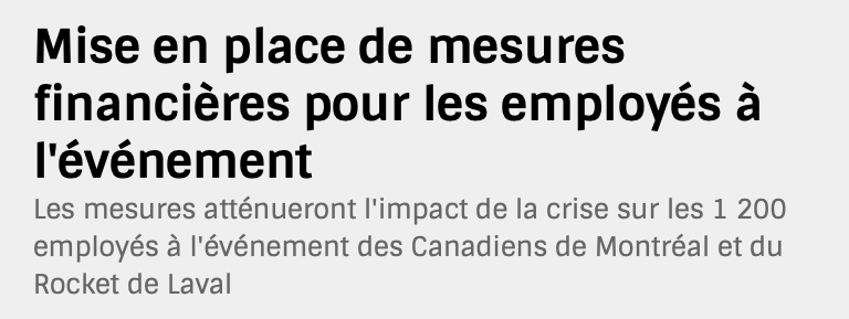 Geoff Molson décide de payer ses employés...à 75%...