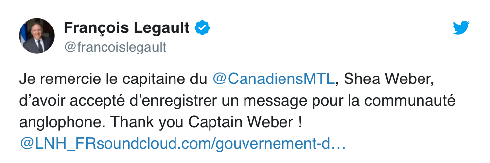 HAHA...Shea Weber fait un message aux Québécois...