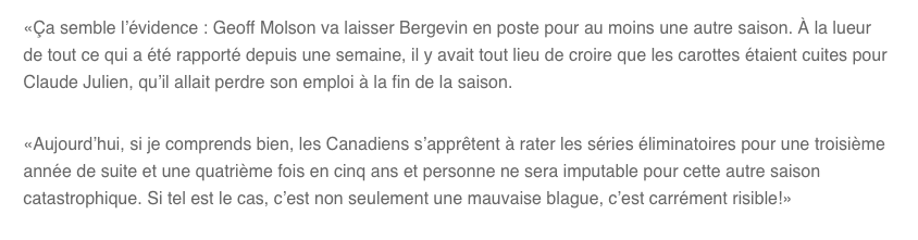 Jean-Charles Lajoie RIDICULISE Marc Bergevin, Claude Julien et Geoff Molson...