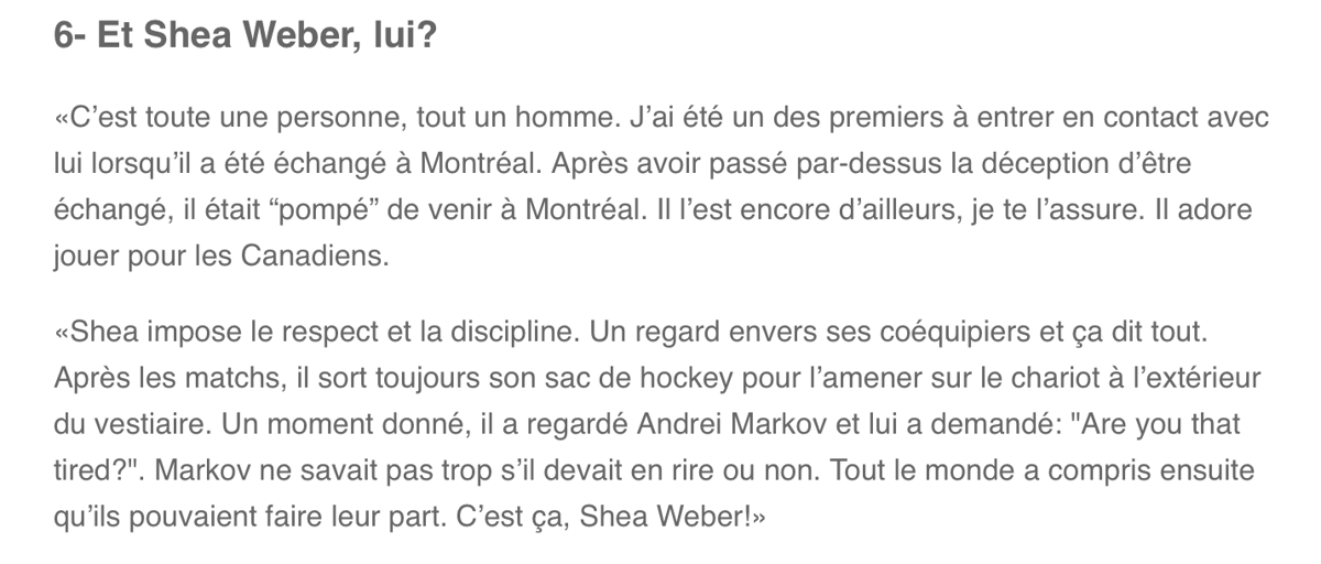 La fois où Shea Weber a remis Andrei Markov à sa place...