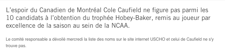 La PIRE SEMAINE À VIE de Cole Caufield...