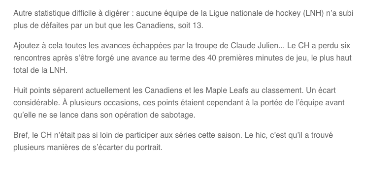 Le CH a DONNÉ les séries aux Leafs....