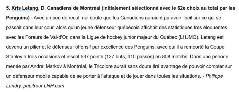 Le DRAFT 2005 REVISITÉ...Price 2e...en FRANÇAIS...