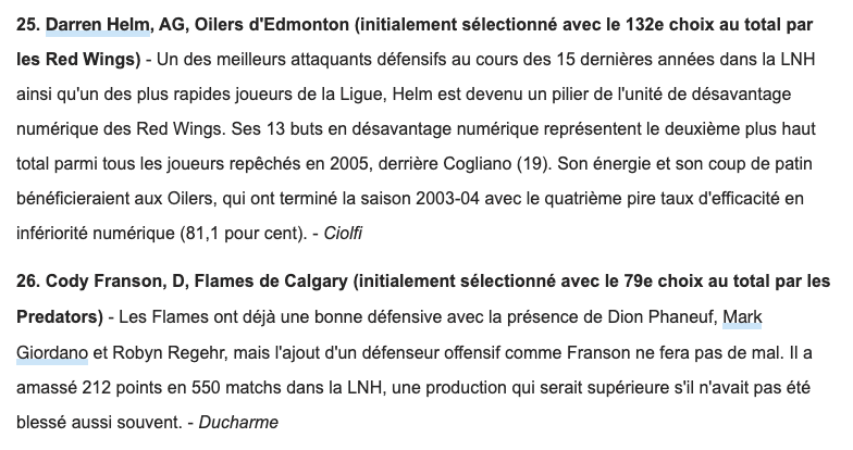 Le DRAFT 2005 REVISITÉ...Price 2e...en FRANÇAIS...