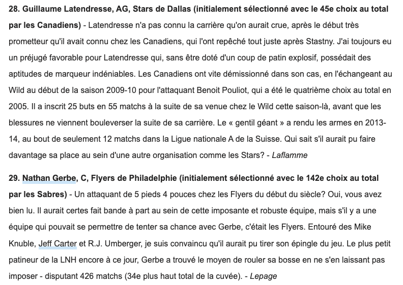 Le DRAFT 2005 REVISITÉ...Price 2e...en FRANÇAIS...