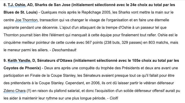 Le DRAFT 2005 REVISITÉ...Price 2e...en FRANÇAIS...