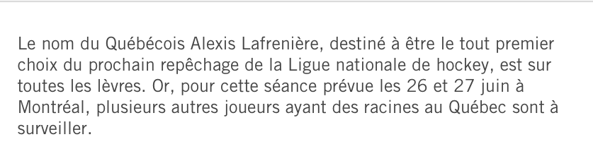 Le repêchage du CH...PLUS QUÉBÉCOIS que d'HABITUDE?