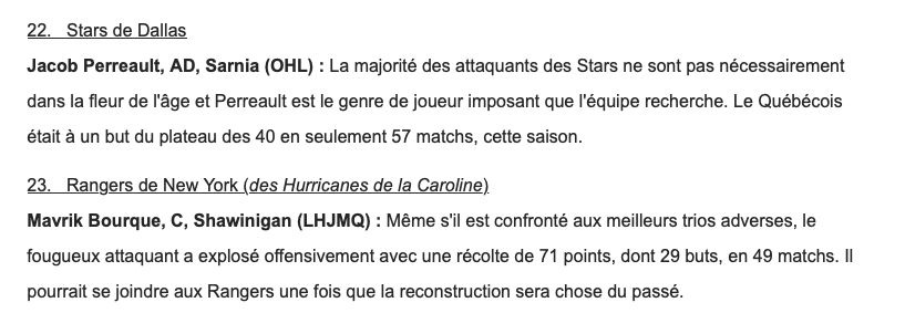 Le repêchage SIMULÉ de NHL.com....version francophone...