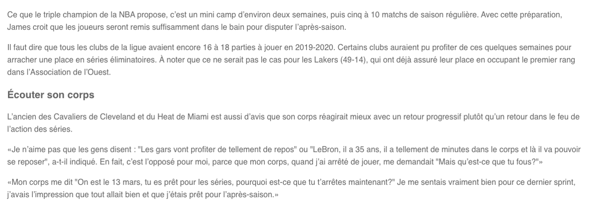 LeBron James...Ne veut rien savoir