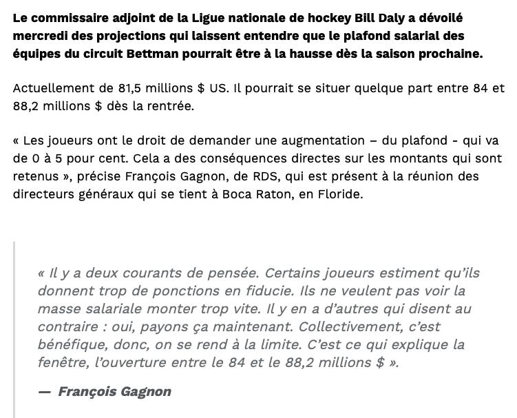 Les équipes que Marc Bergevin doit VISER....