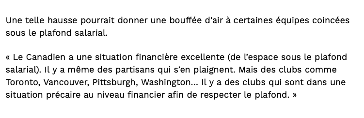 Les équipes que Marc Bergevin doit VISER....