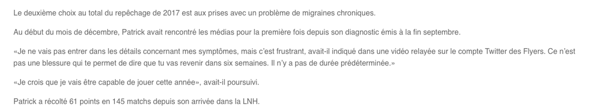 Les Flyers vont le placer sur le marché...