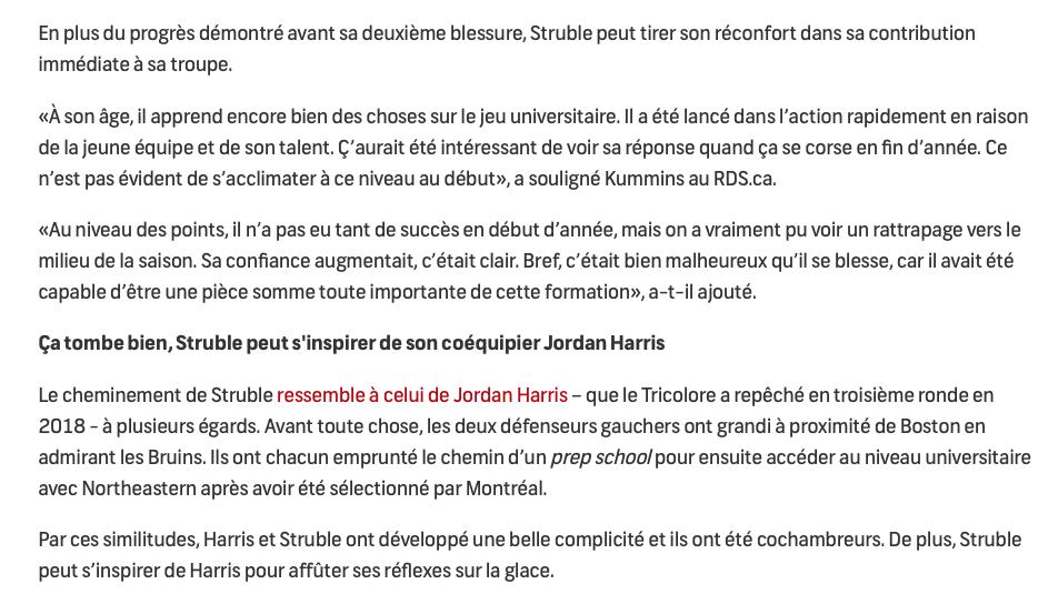 Les propos sur Jayden Struble...