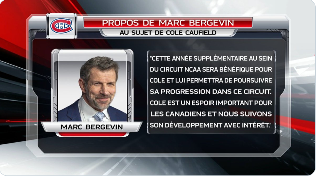 Marc Bergevin continue d'enfoncer Cole Caufield...