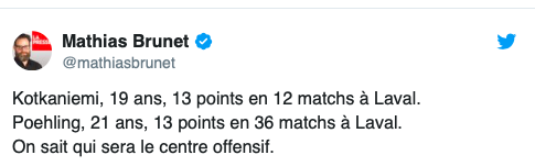 Mathias Brunet parlait de Ryan Poehling comme d'un TOP 6 quand il a été repêché..