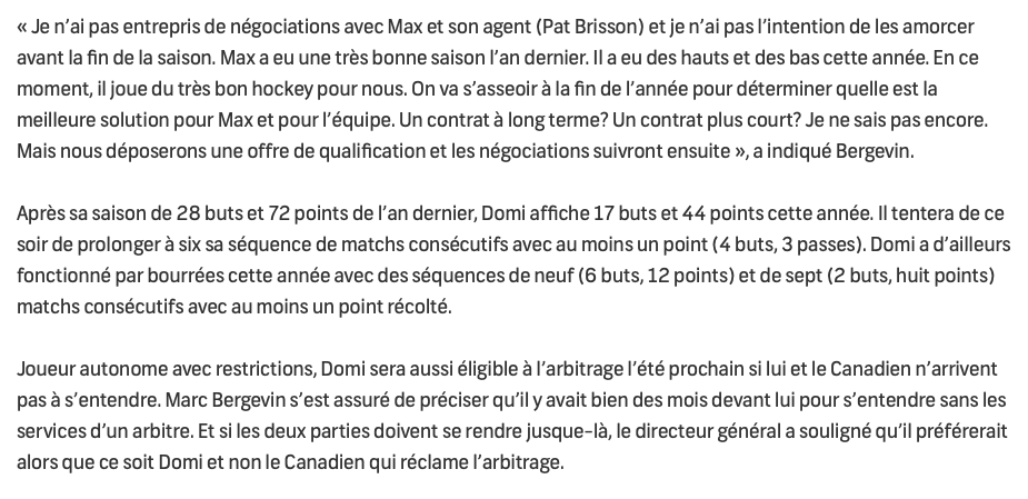 Max Domi ne sera pas ÉCHANGÉ...nous dit Bergevin....