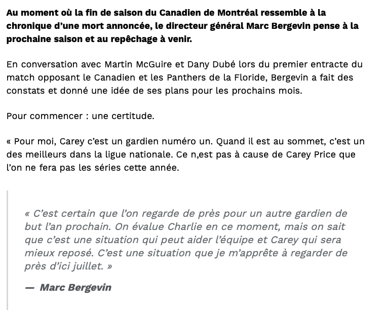 Mettez-vous à la place de Molson...qui entend Bergevin...