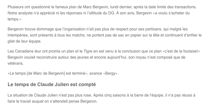 Michel Bergeron est MOINS LICHEUX que Mathias Brunet...