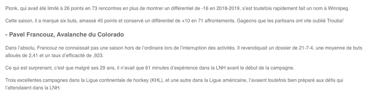 Pas pour rien que les noms de Ryan Graves et Tomas Tatar circulaient en LIAISON...