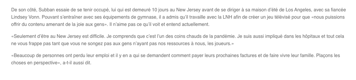 PK Subban parle vraiment comme un PERDANT....