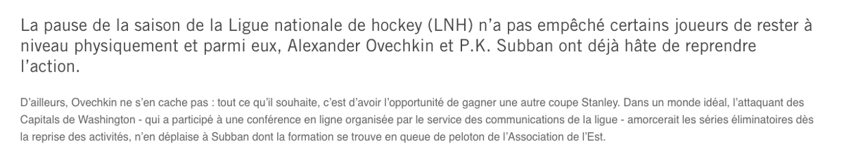 PK Subban parle vraiment comme un PERDANT....